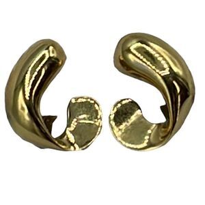 Vintage Monet gold colored swirl comfort clip earrings